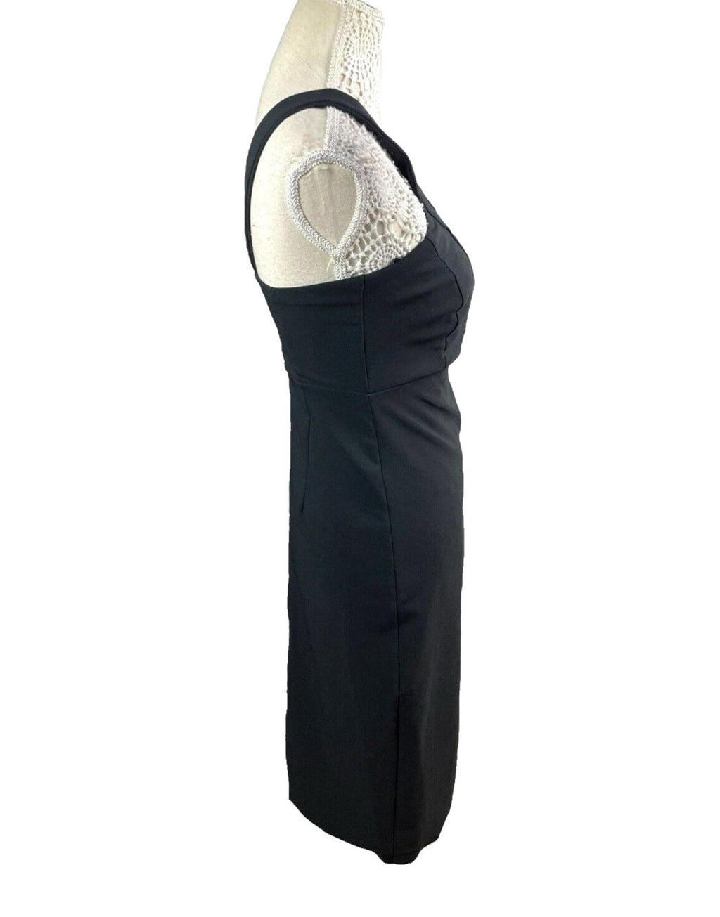 River Island Black Midi Dress Criss Cross Neckline Women’s UK Size 12