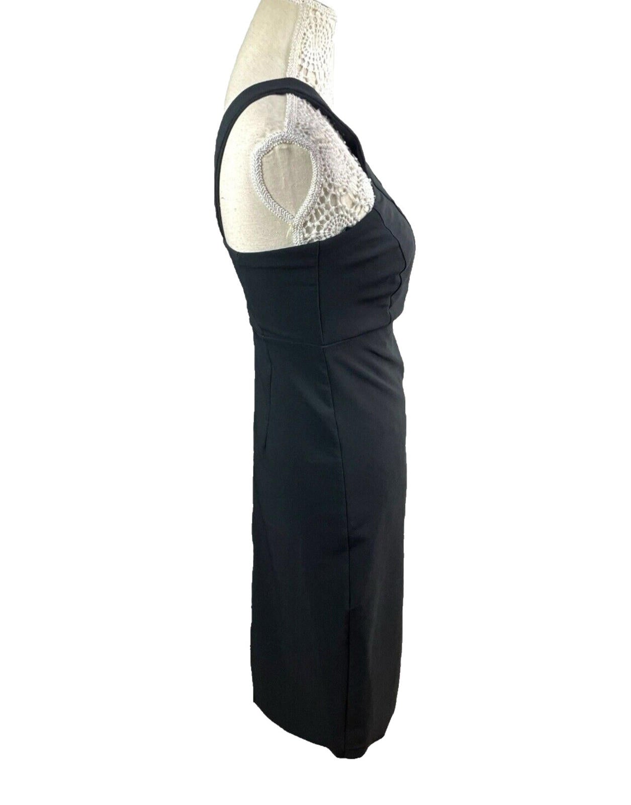 River Island Black Midi Dress Criss Cross Neckline Women’s UK Size 12