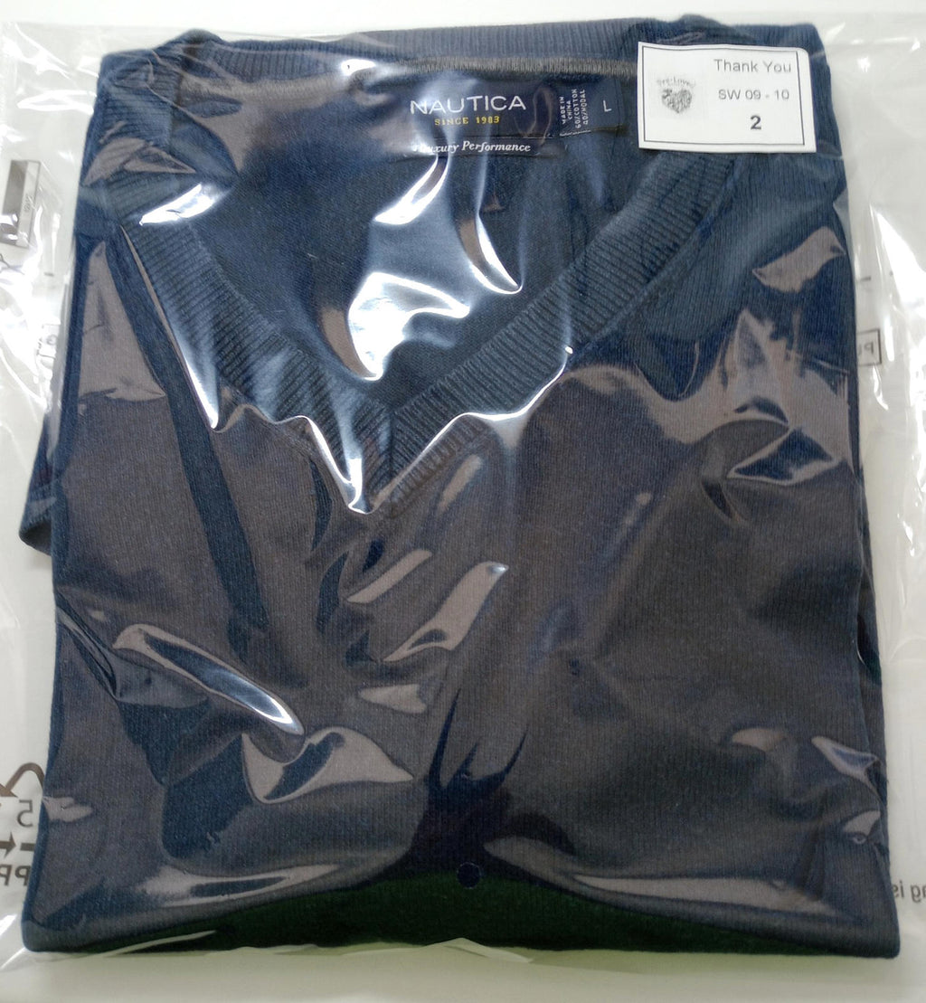 Nautica Jumper Men's UK Size L Blue Long Sleeve 100% Cotton Easy Care V-Neck