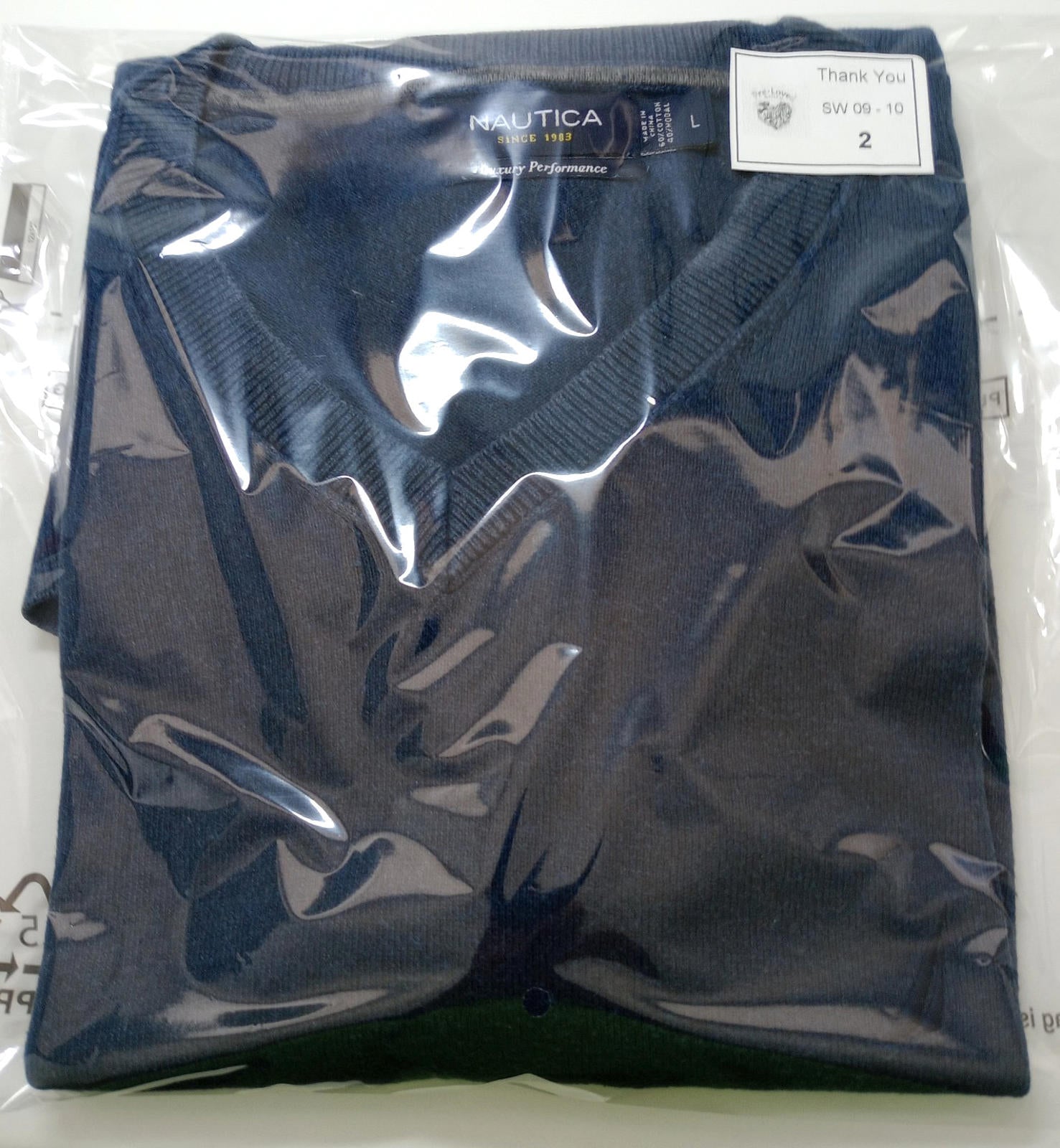 Nautica Jumper Men's UK Size L Blue Long Sleeve 100% Cotton Easy Care V-Neck