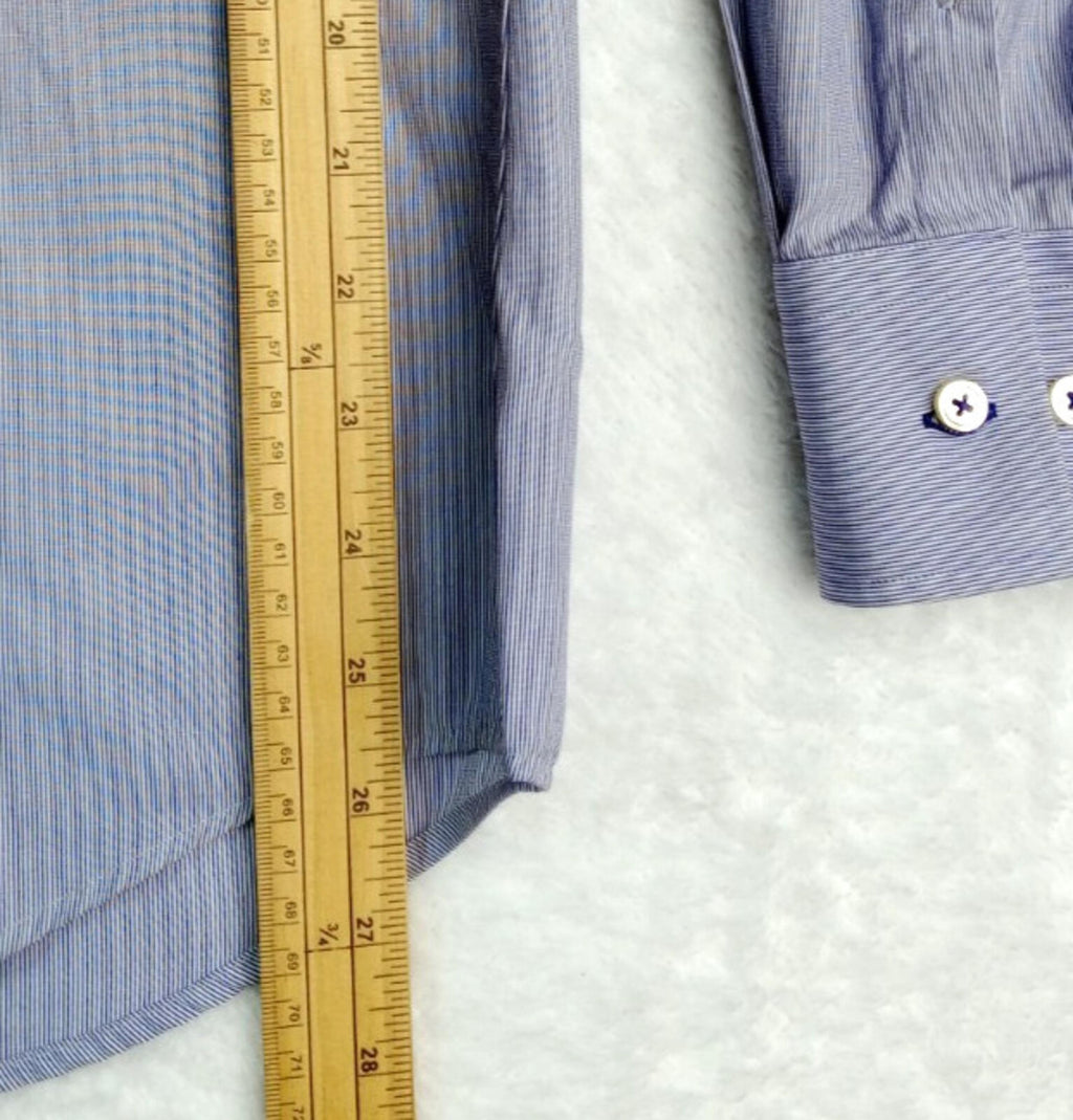 Hugo Boss Shirt Men's UK Size S Blue Stripe 100% Cotton Easy Care Slim Fit