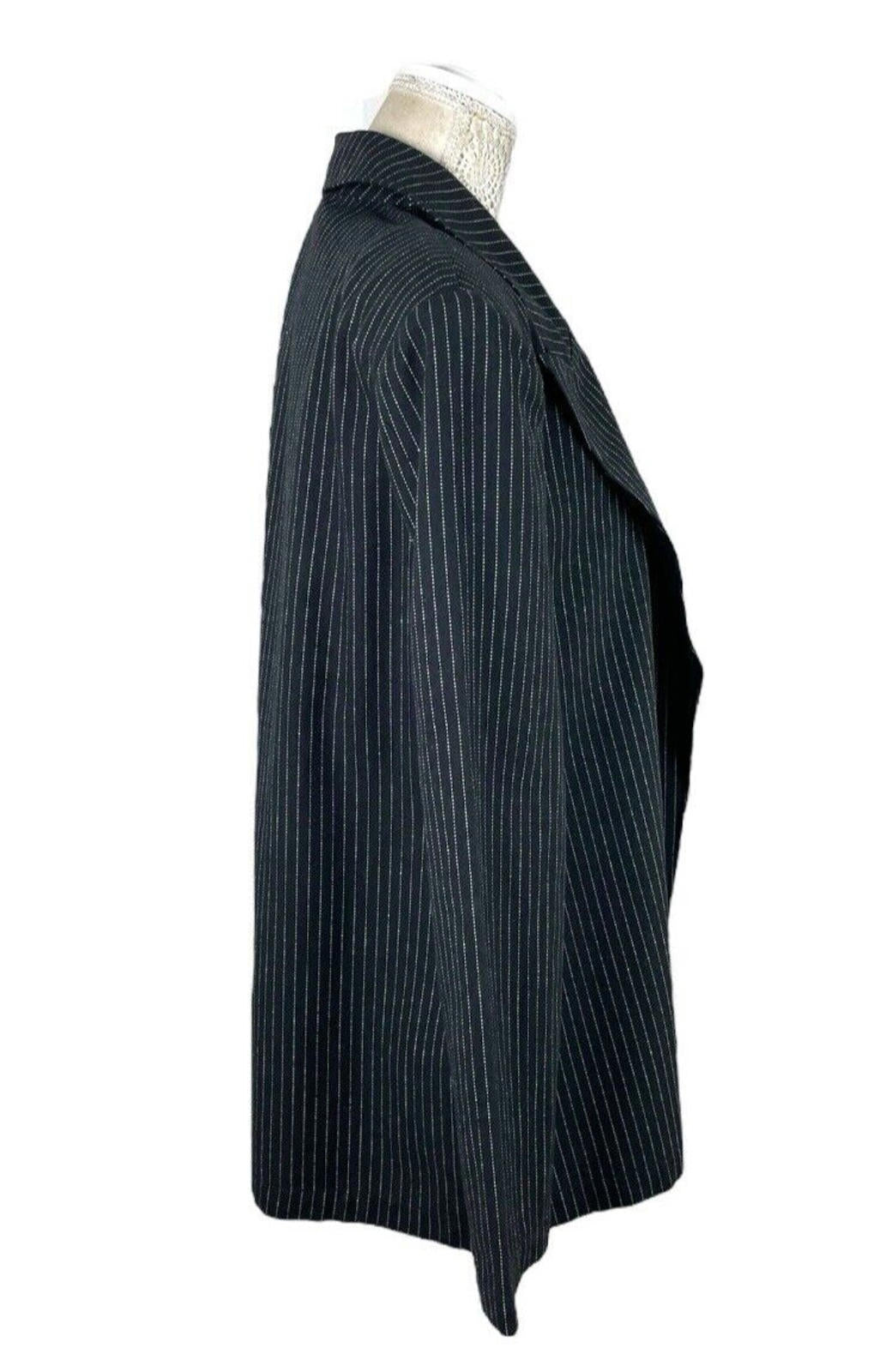 Pretty Little Thing Blazer Jacket Black Stripe Shoulder Pads Women’s UK Size 14