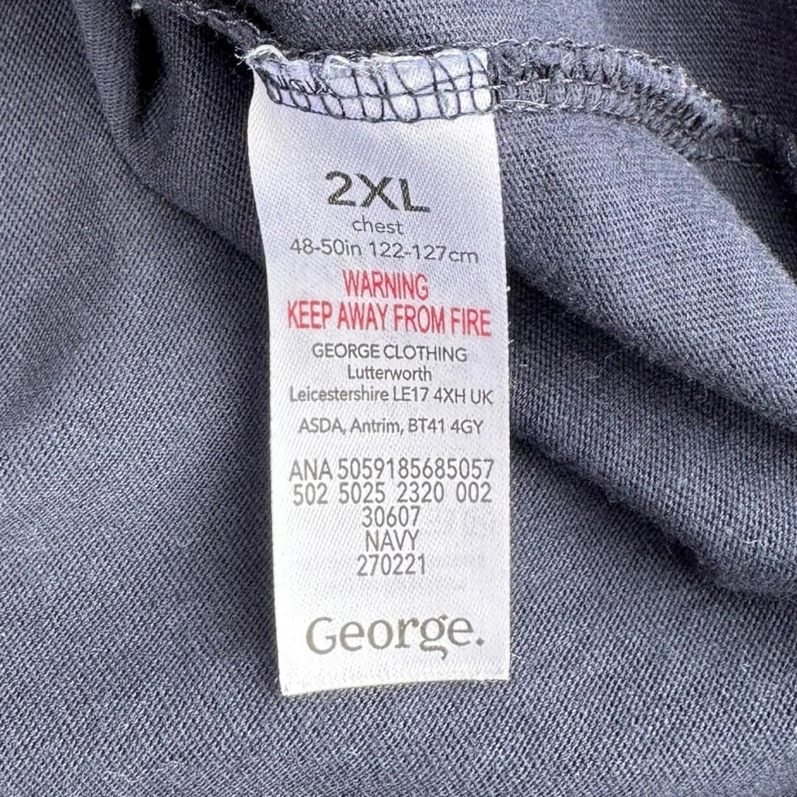George T-Shirt Men's UK Size 2XL Blue Short Sleeve Crew Neck 100% Cotton