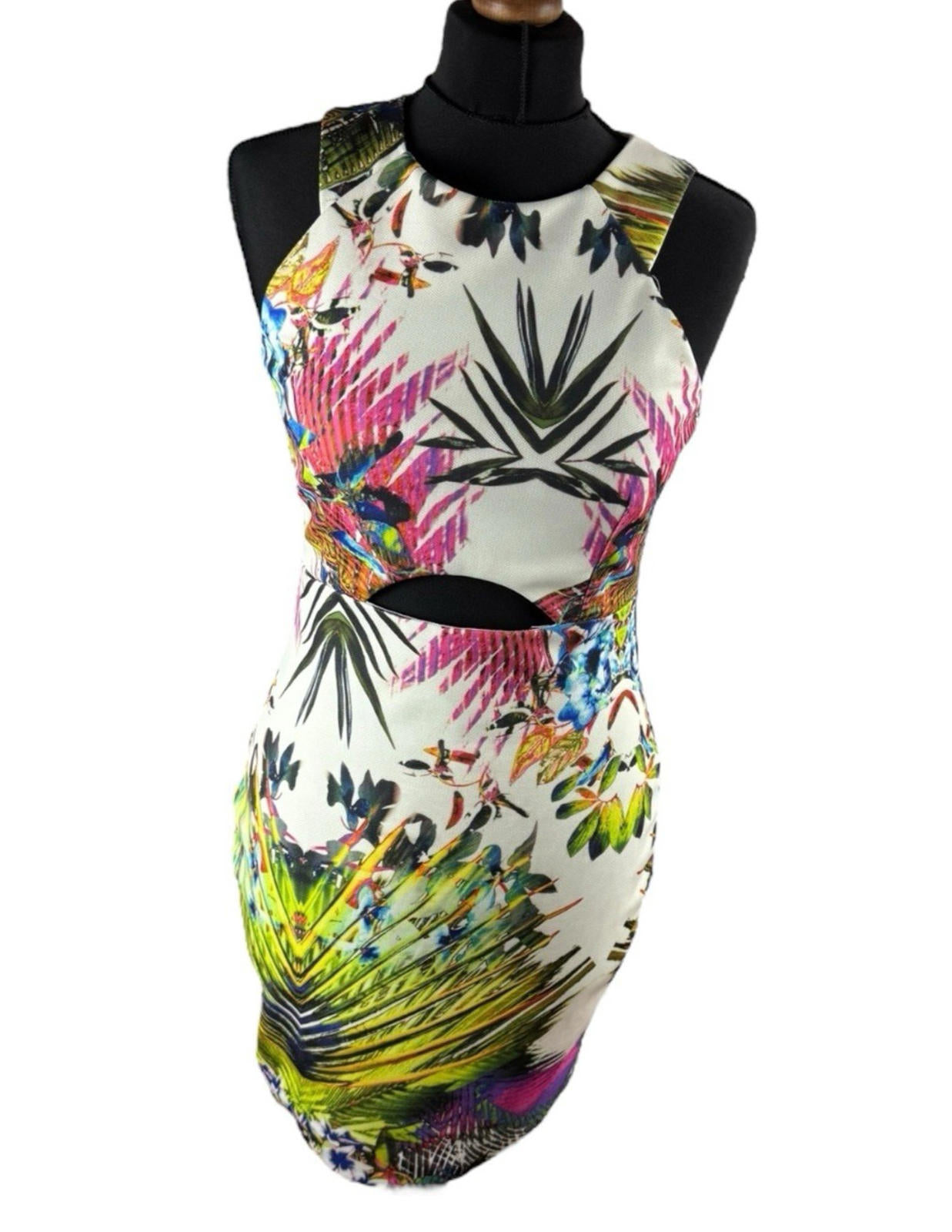 AX Paris Cut Out Mini Dress Tropical Print Multicolour Women’s UK Size 12