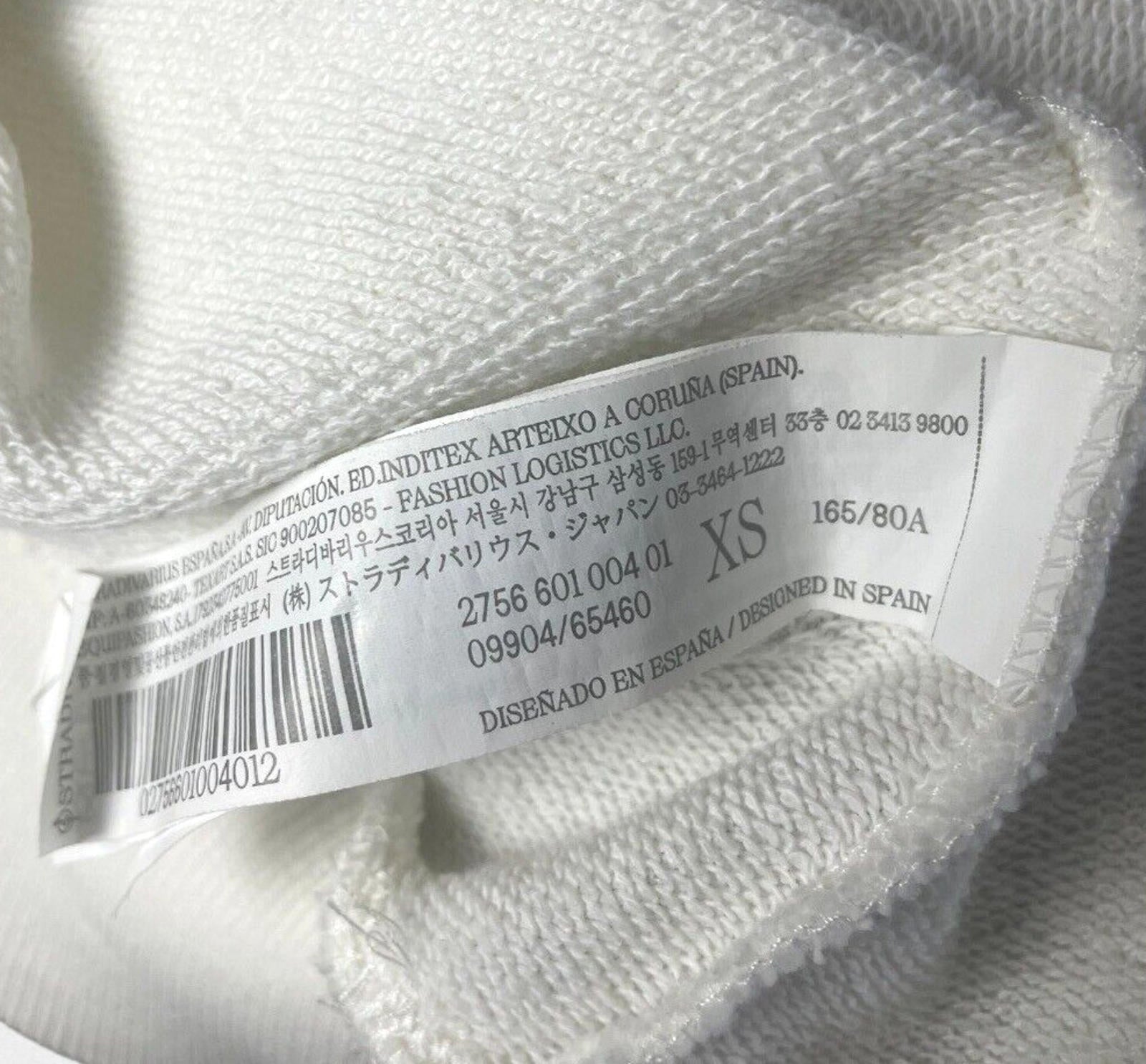 Stradivarius Over Sized Jersey Jumper Collared White Chicago Women's UK Size XS