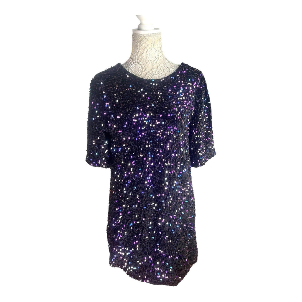 Full Sequin Party Mini Dress Backless Women’s UK Size L (12-14)