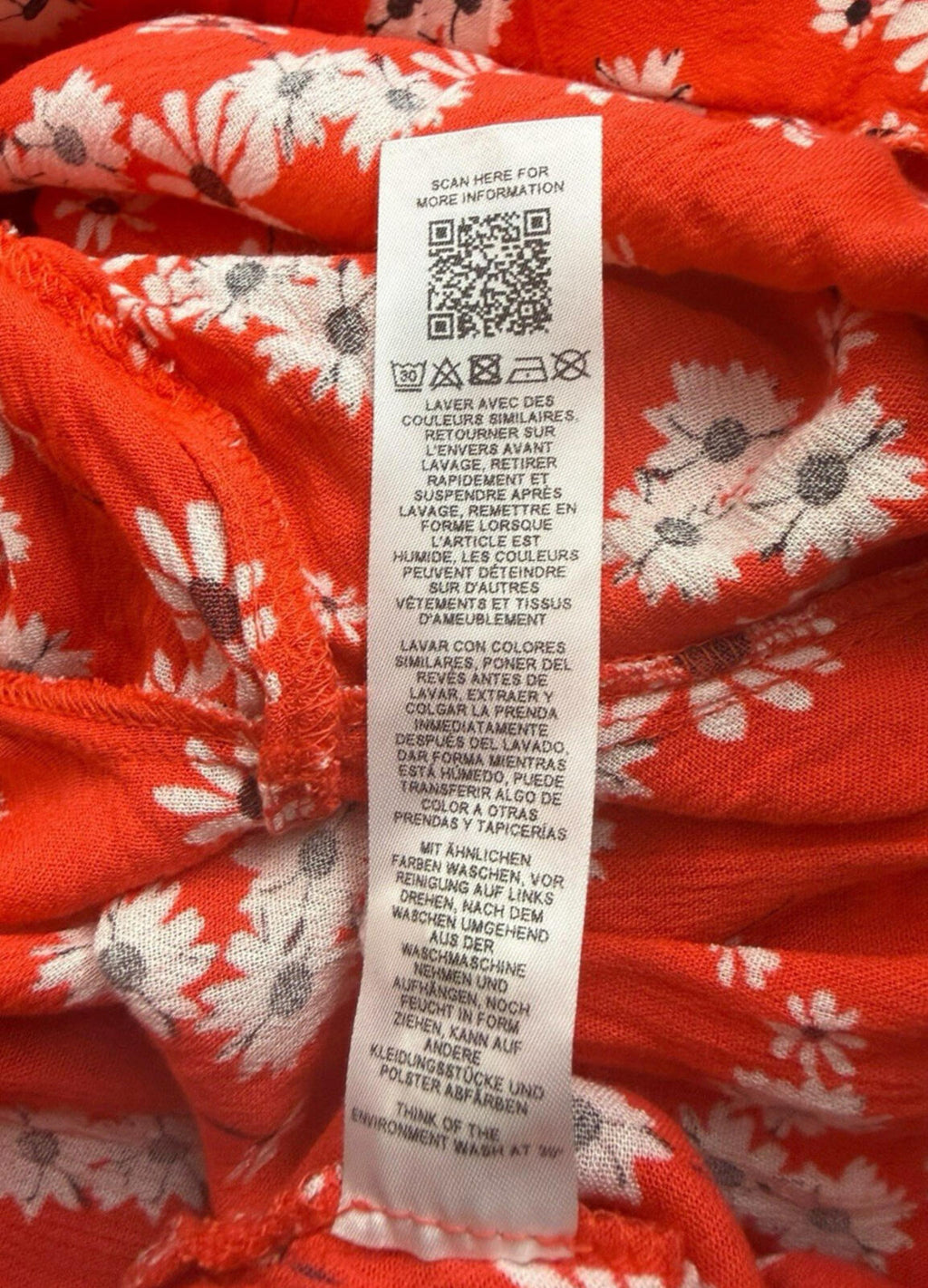 ASOS Square Neck Crinkle Smock Top Women’s UK Size 8 Red Floral Elasticated Cuff