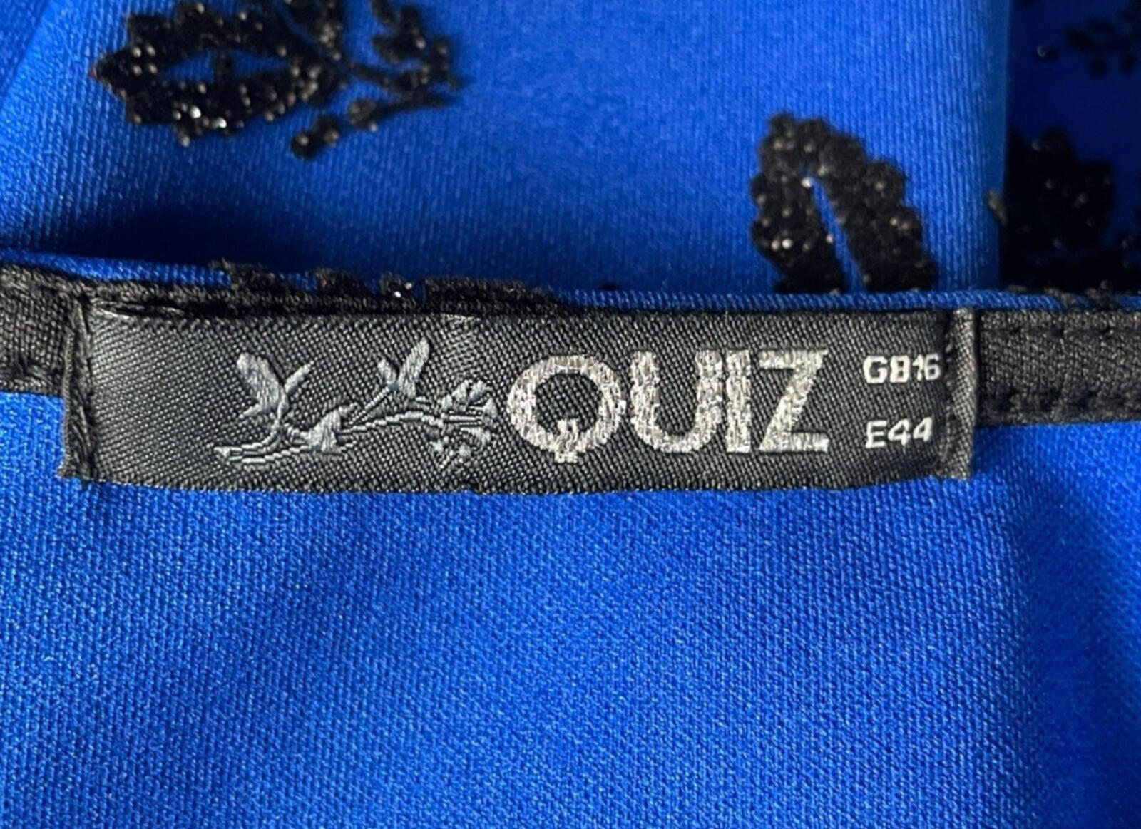 Quiz Aline Mini Dress Women’s UK Size 16 Sparkle Floral Blue Black