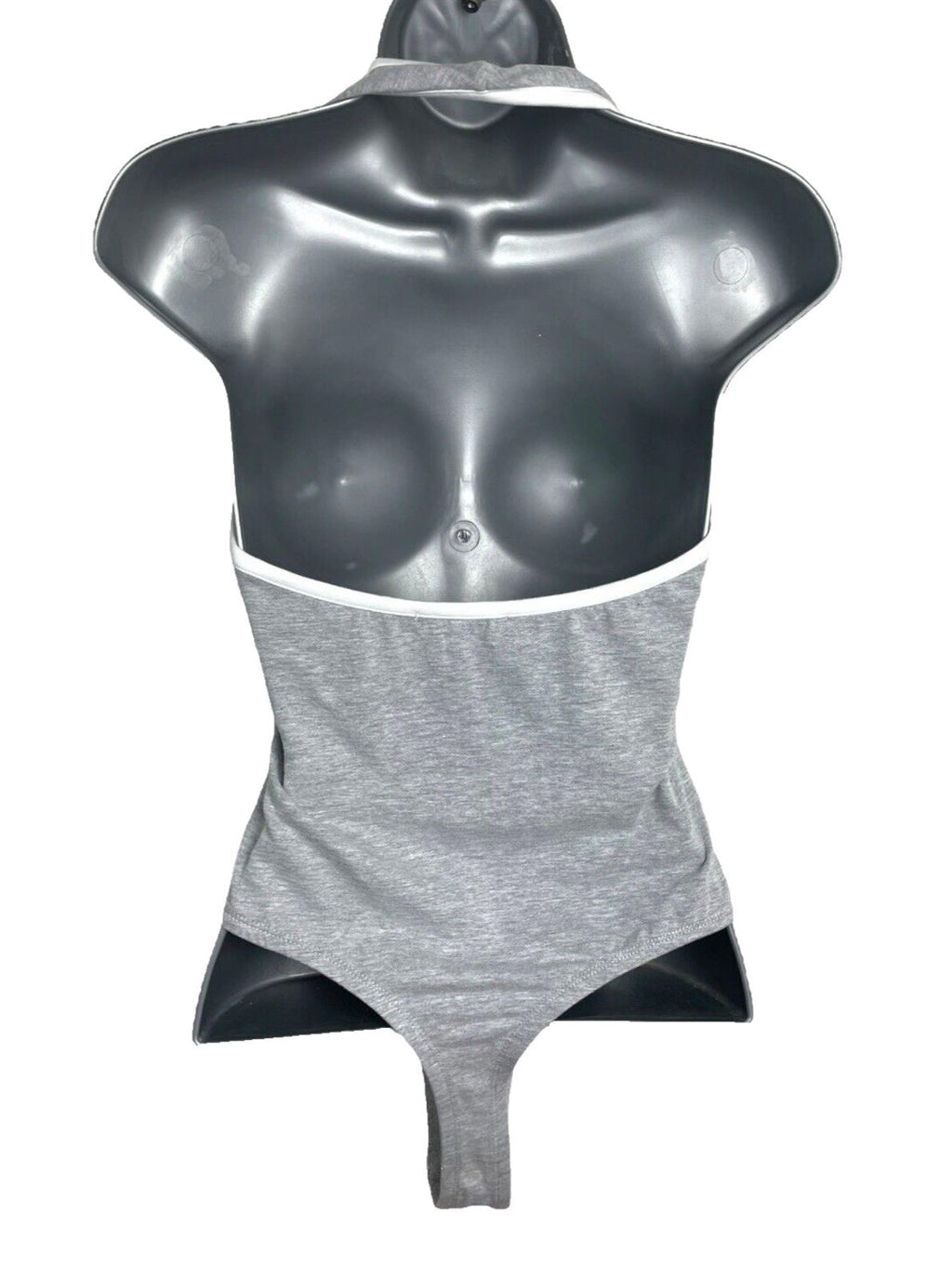PLT Halterneck Bodysuit Women’s UK Size 8 Grey Keyhole Scoop Neck Backless