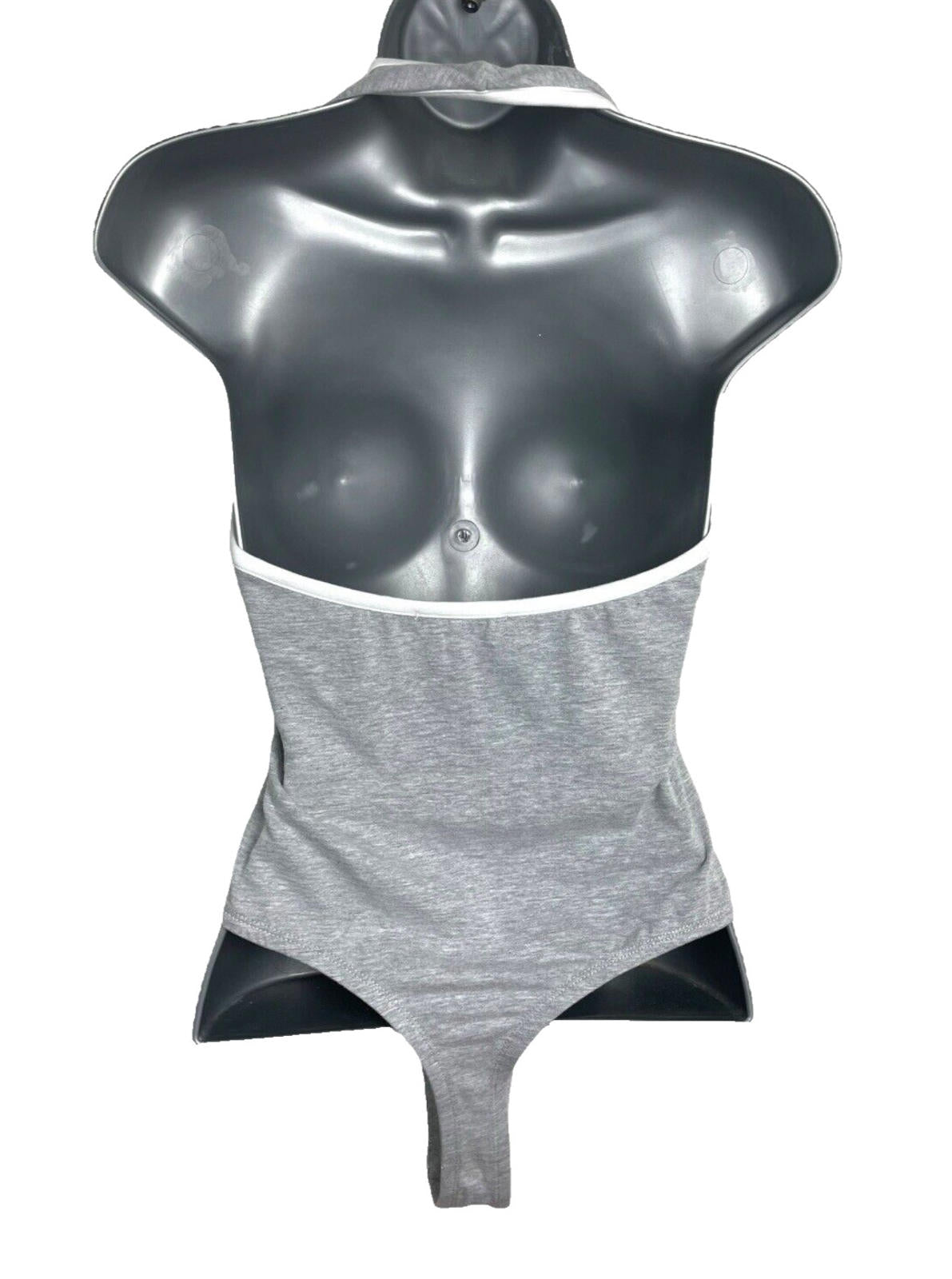 PLT Halterneck Bodysuit Women’s UK Size 8 Grey Keyhole Scoop Neck Backless
