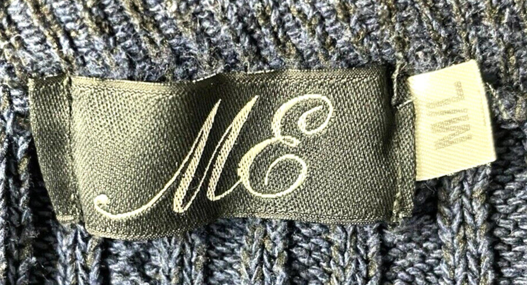 ME Navy Blue Knit Jumper Aaron Pattern Crew Neck Women’s UK Size L (12)