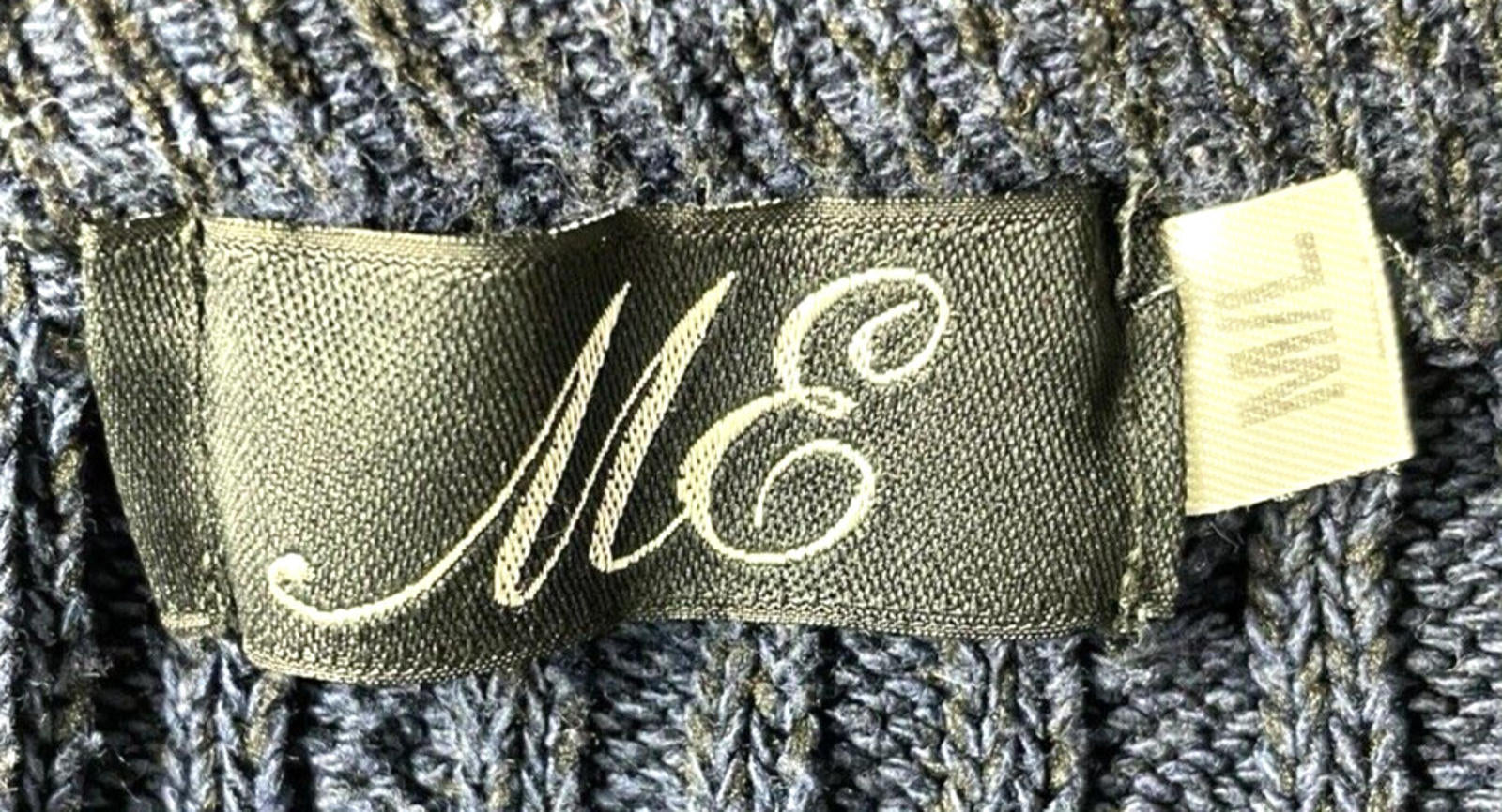 ME Navy Blue Knit Jumper Aaron Pattern Crew Neck Women’s UK Size L (12)