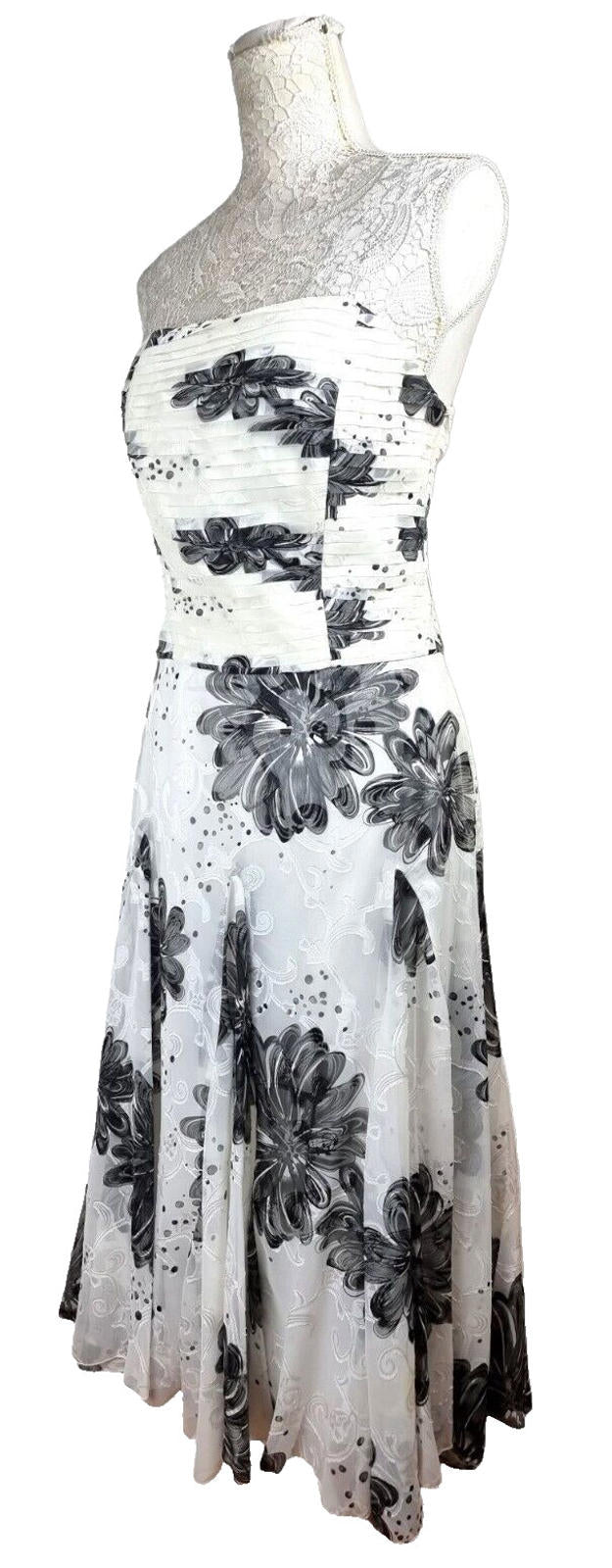SF Collection Cocktail Dress Women's UK Size 12 Floral Chiffon Satin Layered