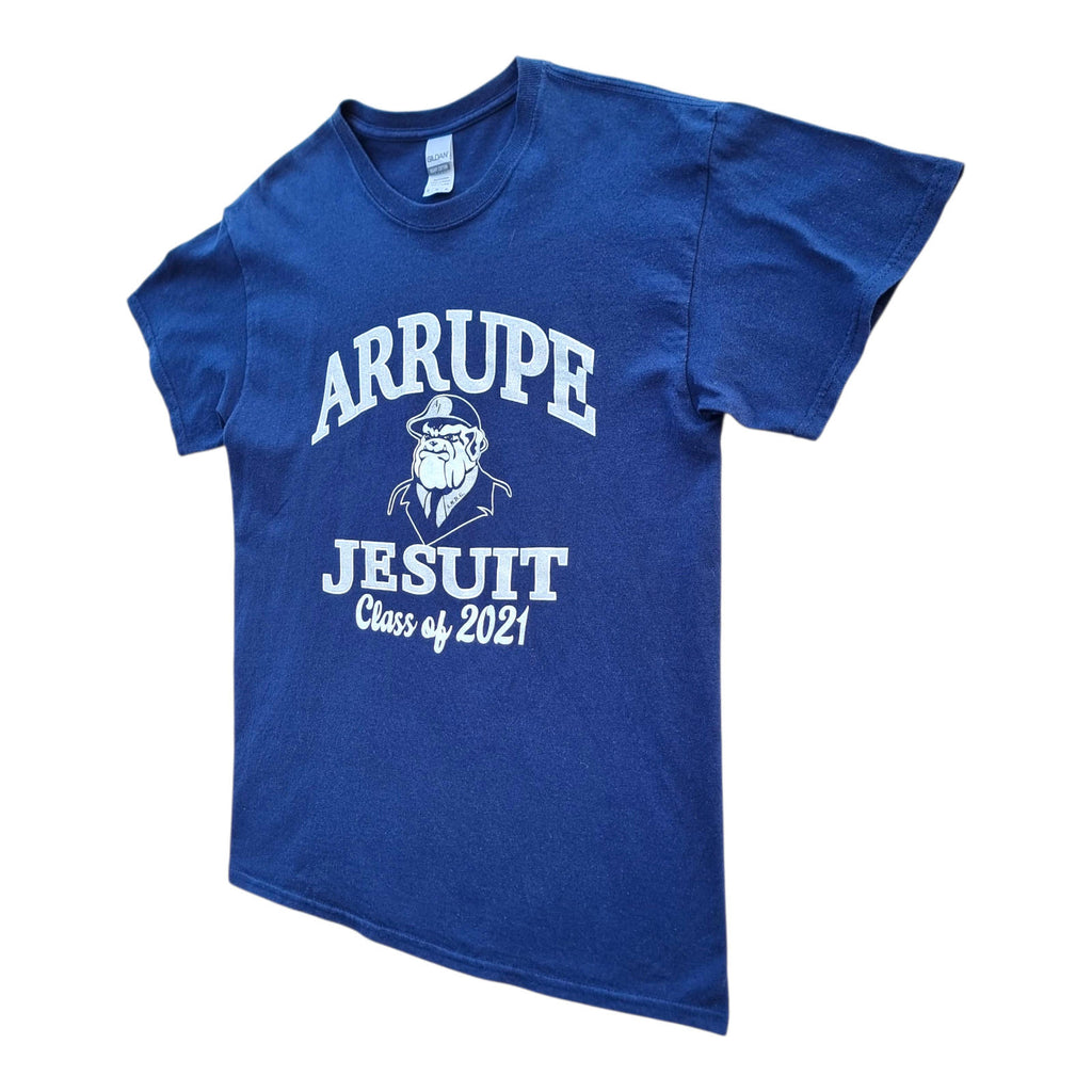 Arrupe Jesuit Graphic Print T-Shirt Men's UK Size M Blue Crew Neck 100% Cotton
