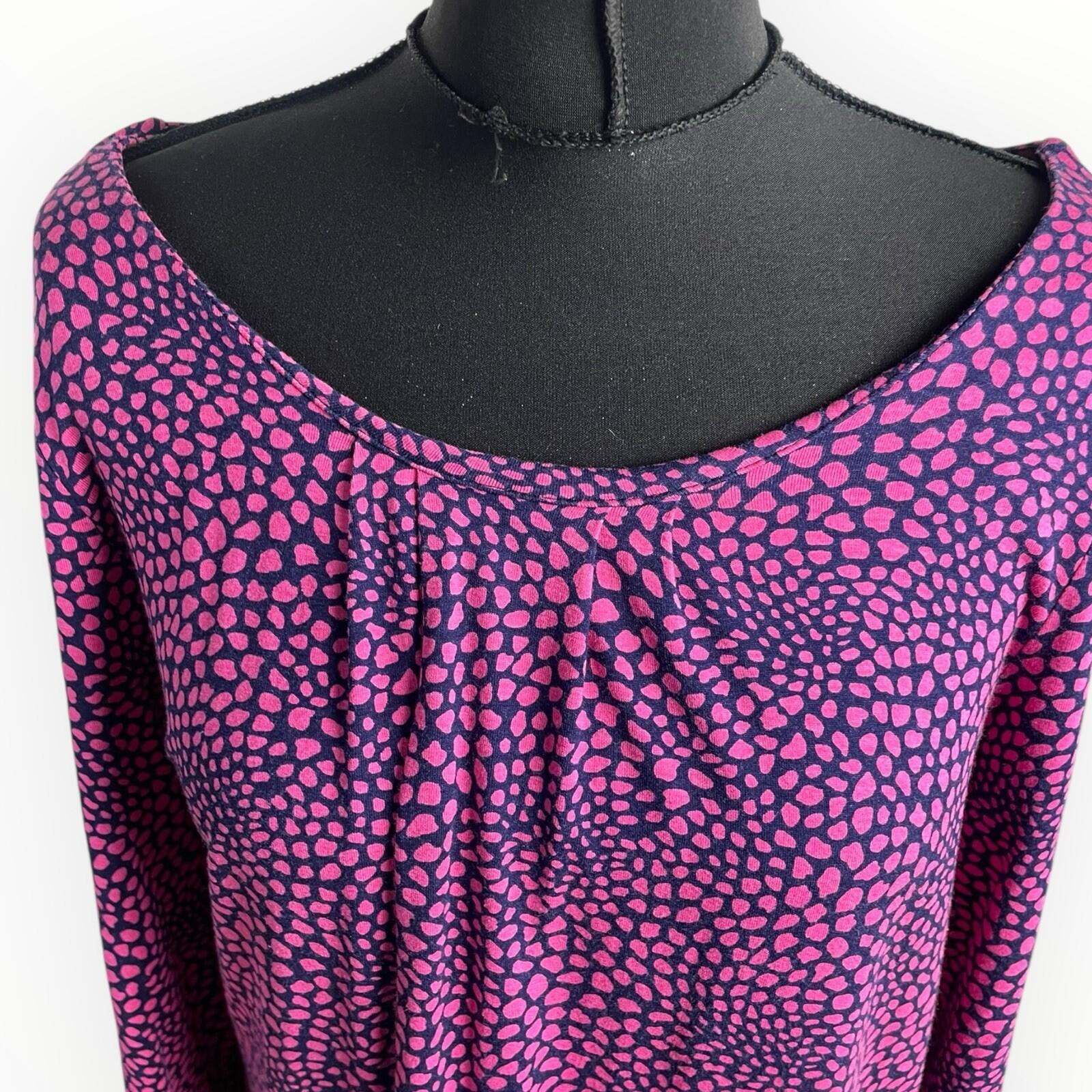 George Moda Spotted Blouse Top Women’s UK Size 16 3/4 Sleeve Scoop Neck Pink