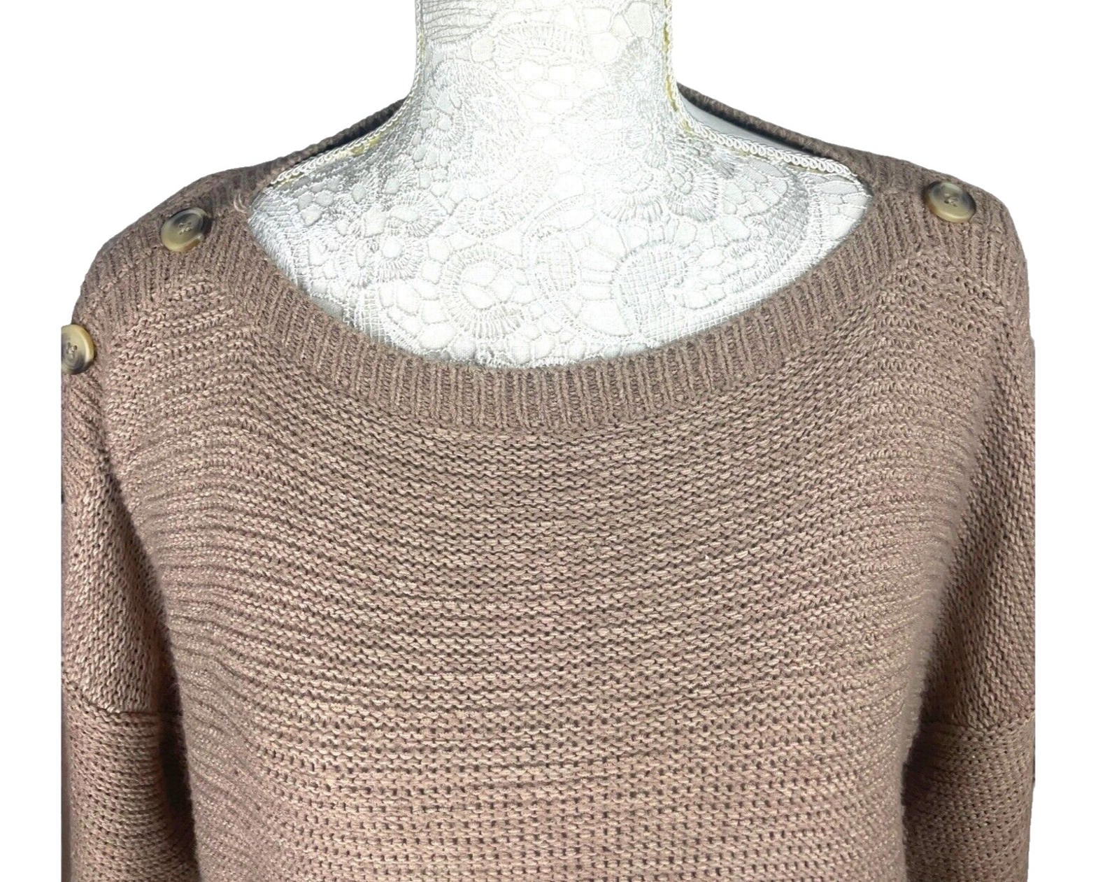 Wallis Knit Jumper Beige With Button Detail Women's UK Size 12-14