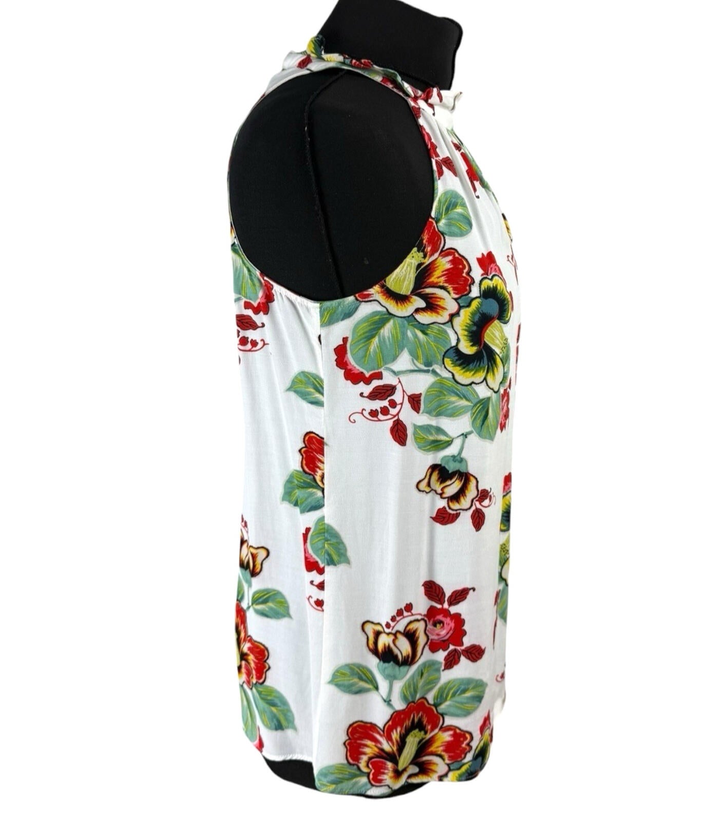 Warehouse Sleeveless Blouse Floral Women’s UK Size 10 White Multicolour