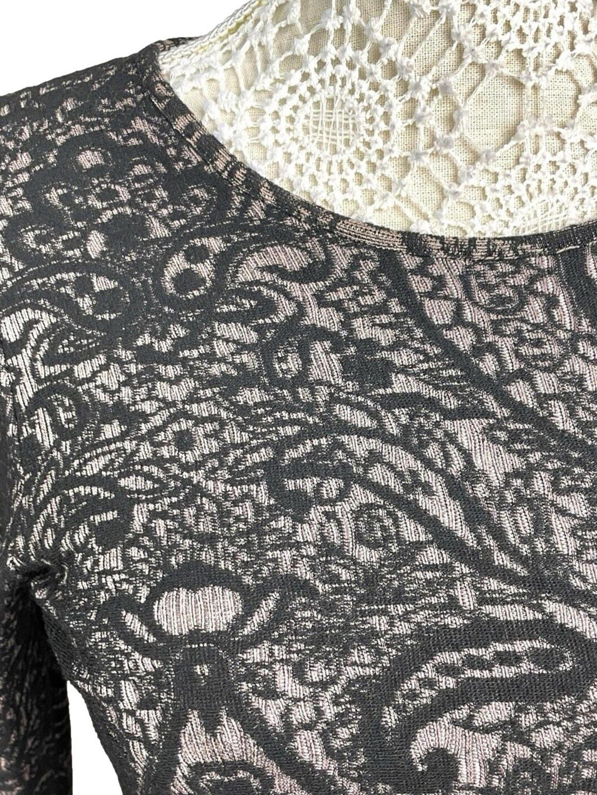 Topshop Black Embroidered Midi Dress Long Sleeve Bodycon Women’s UK Size 12