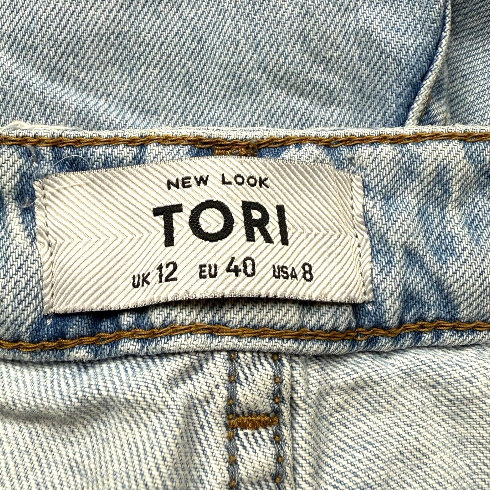 New Look Jeans Diamante Mom Women’s UK Size 12 Straight Leg Tori Blue Denim