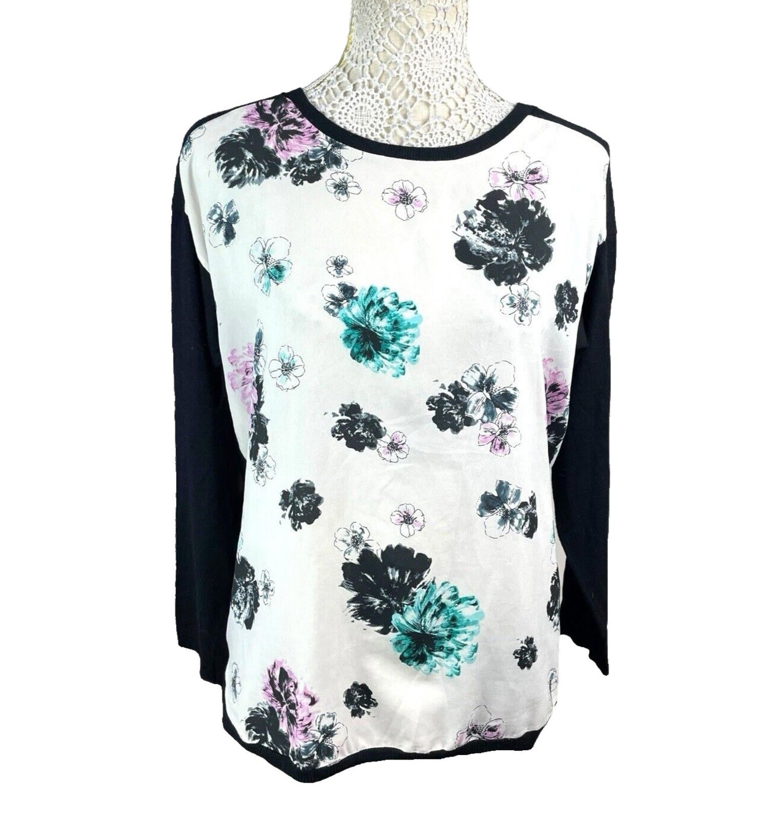 Oasis Jumper Chiffon Front Lightweight Floral Print Women’s UK Size M (12)