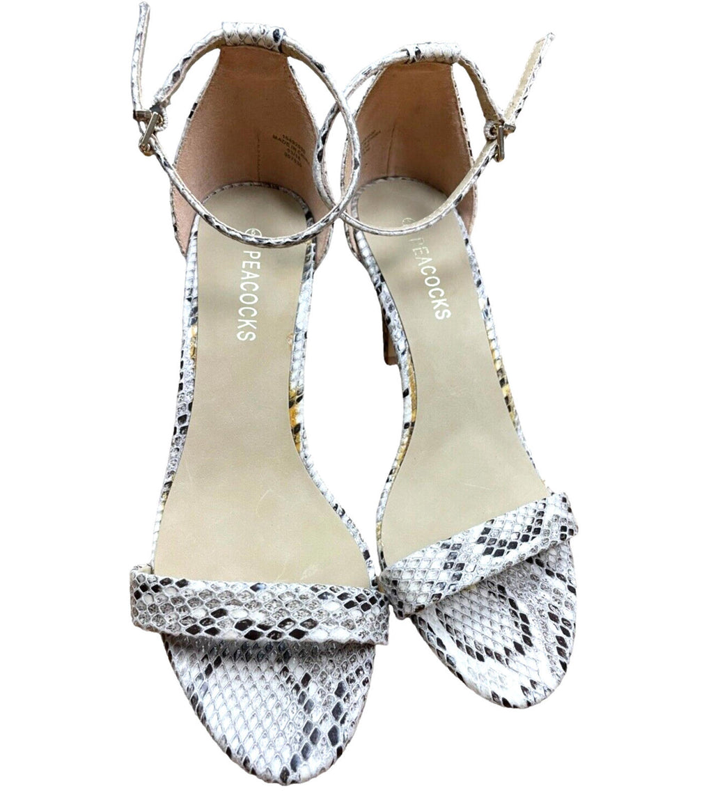 Peacocks Snakeskin Print Stilettos Shoes Open Toe Women’s UK Size 5
