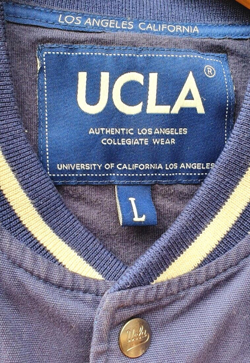 Varsity Jacket Coat Blue 100% Cotton Men's UK Size Large