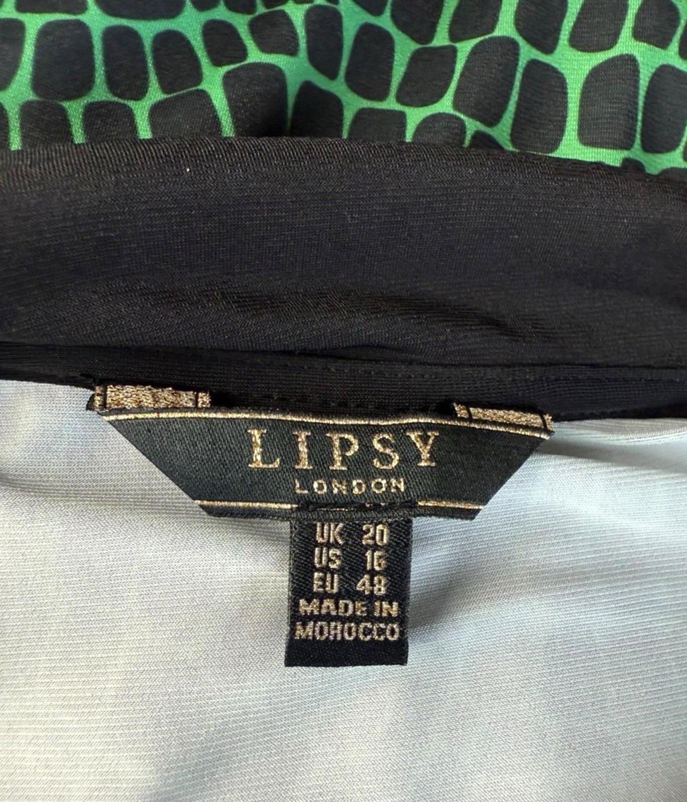 Lipsy London Green Midi Dress Collared Belted Stretch Women’s UK Size 20
