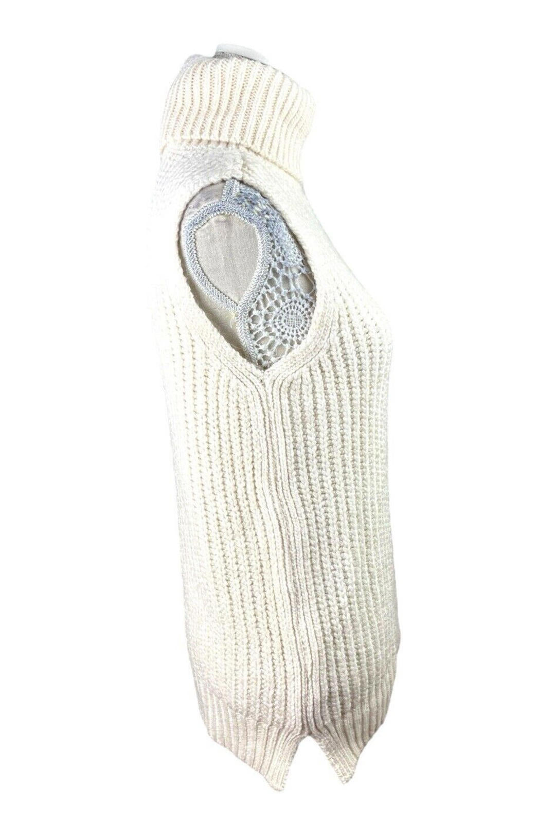 New Look Knit Vest Tapard Jumper Beige Roll Neck Women’s UK Size S