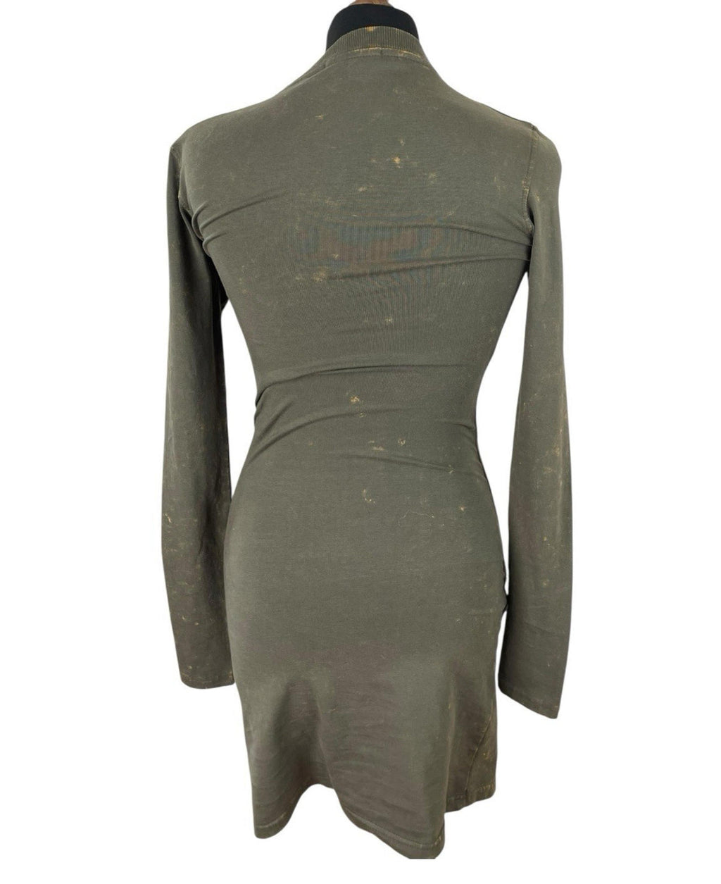 Pretty Little Thing Green Grunge Bodycon Dress High Neck Mini Women’s UK Size 8