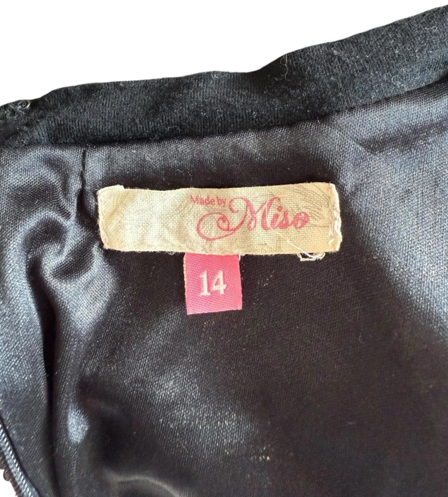 Made By Miso Sequin Mini Dress Black Gold Check Sparkle Women’s UK Size 14
