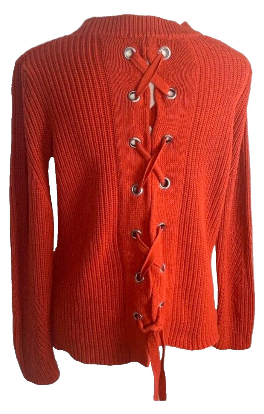 Very Jumper Red Cable Knit Corset Lace Back Women's UK Size 12