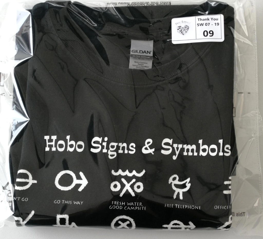 Hobo T-Shirt Men's UK Size M Black Print Graffiti Signs The Movie Rail Town 1897