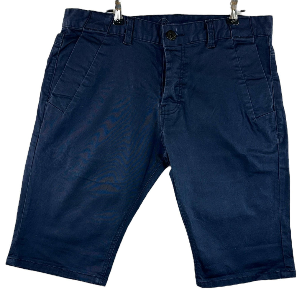 EJ Denim Shorts Men's UK Size 34 W Blue Embroidered Logo Denim Button Up