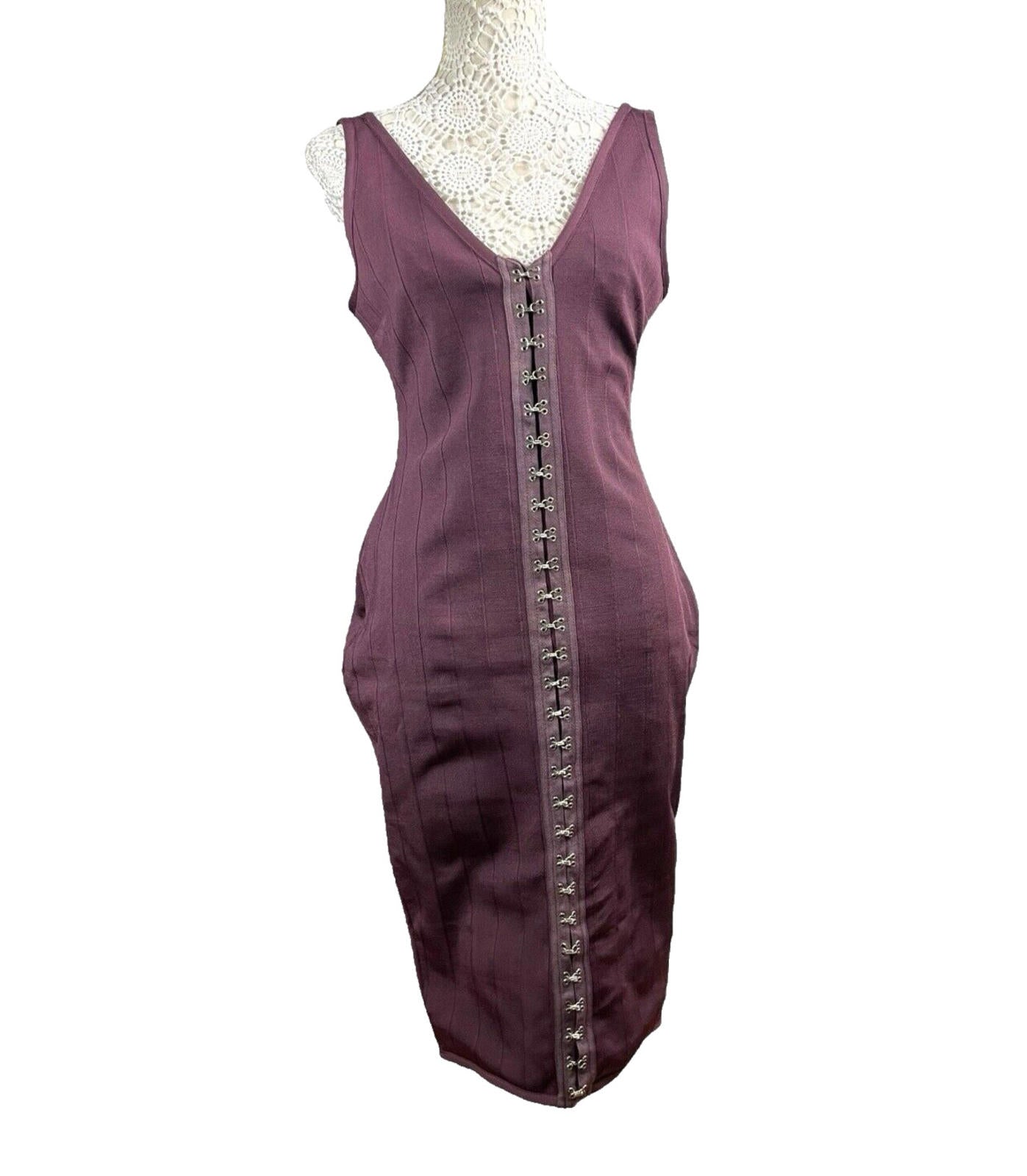 Missguided Bodycon Dress Deep Purple Stretch Women’s UK Size 12