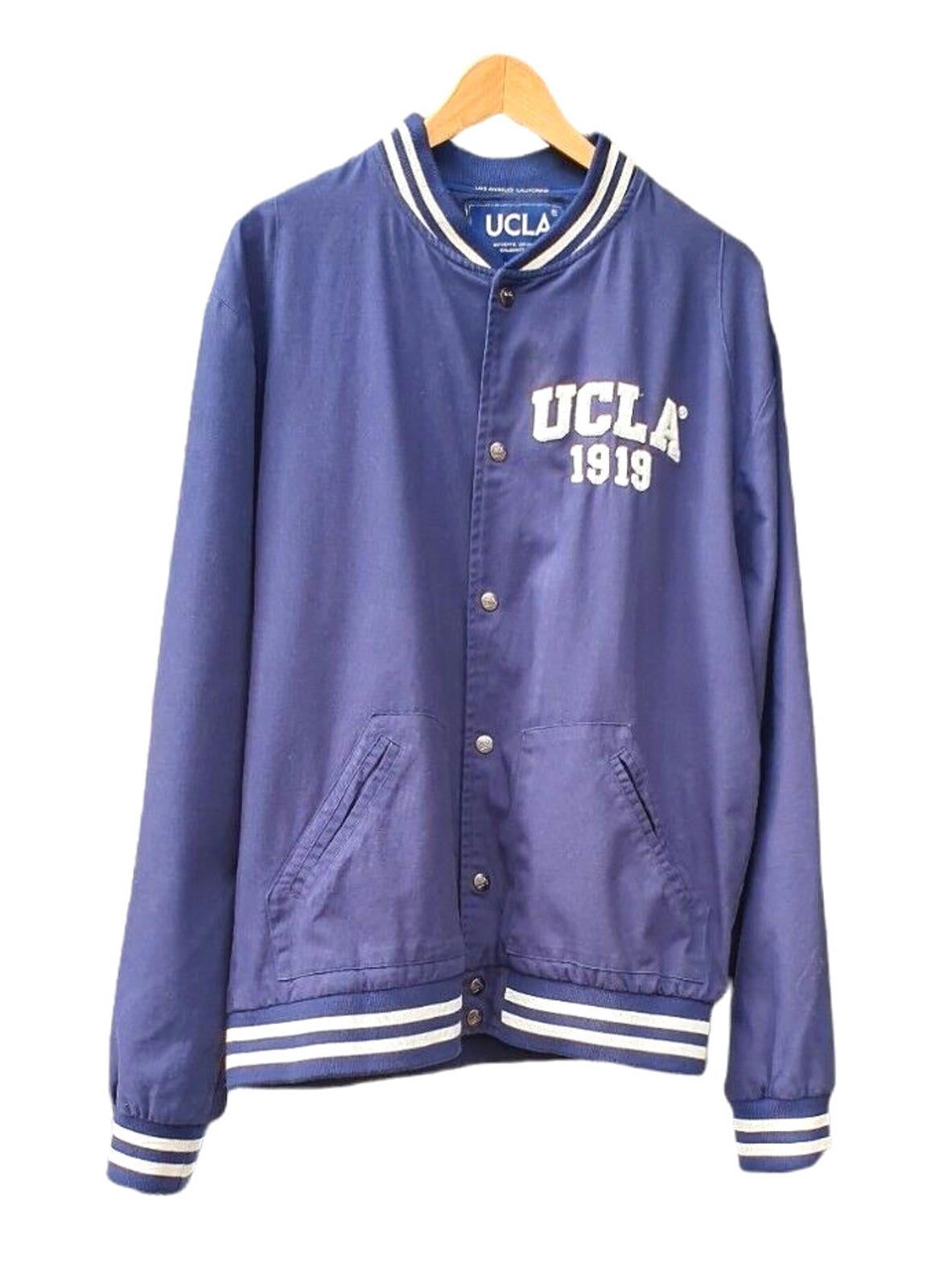Varsity Jacket Coat Blue 100% Cotton Men's UK Size Large