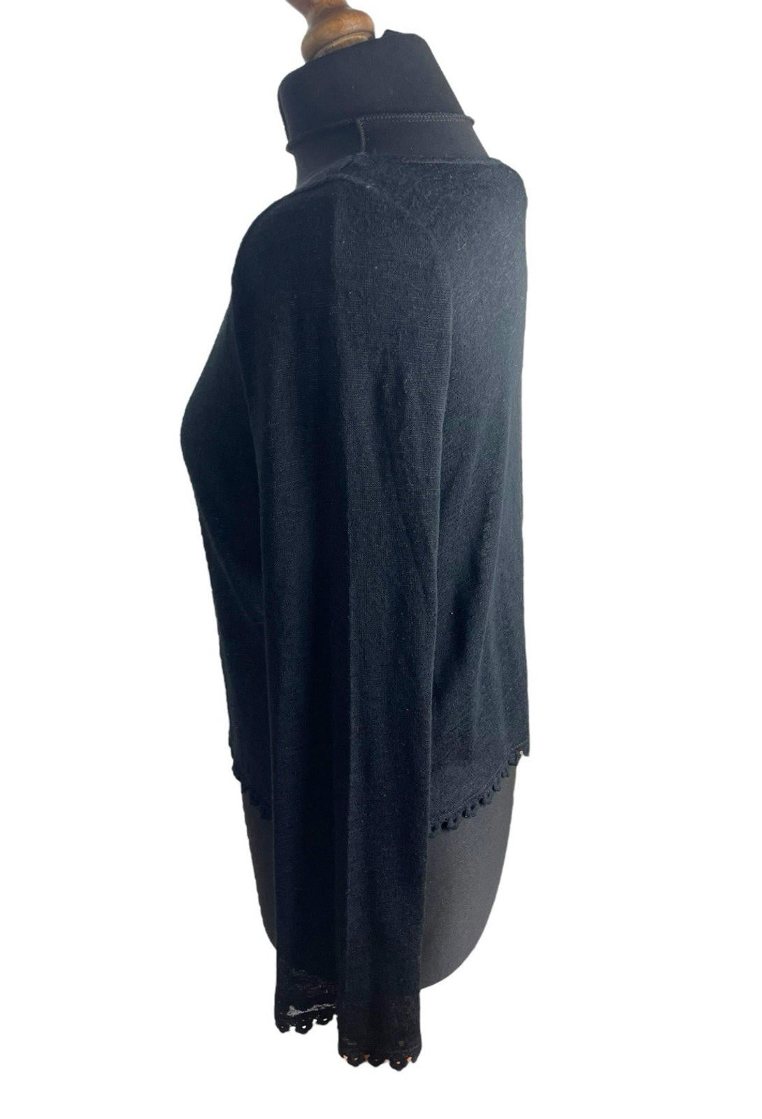 Divided Black Long Sleeve Blouse Top Frilled Hem Women’s UK Size S