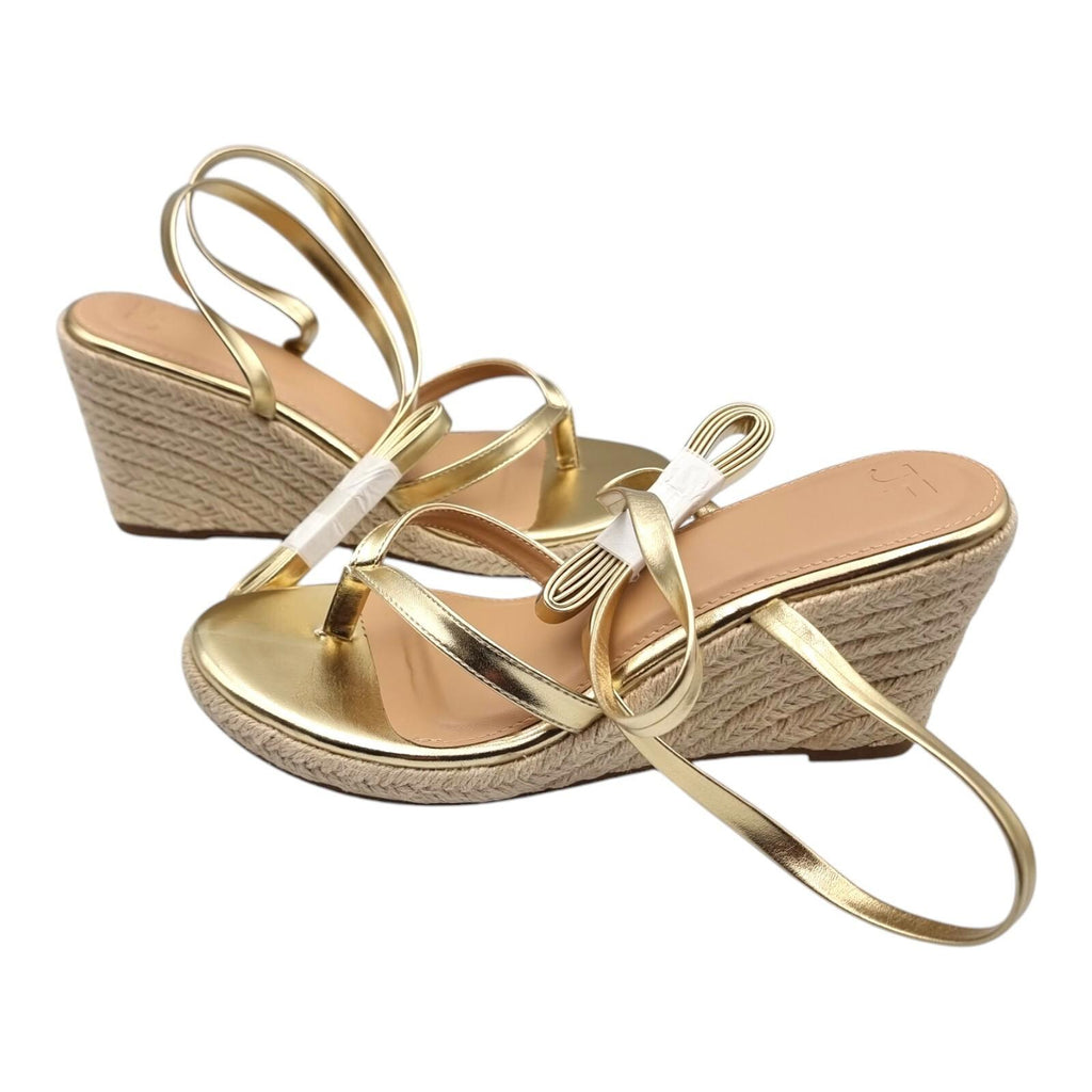 JUSTFAB Ambretta Wrap Wedge Sandals Shoes Gold Women's UK Size 9