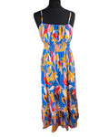 Grace Karin Maxi Dress Women’s UK Size S Bright Floral Smocked Summer