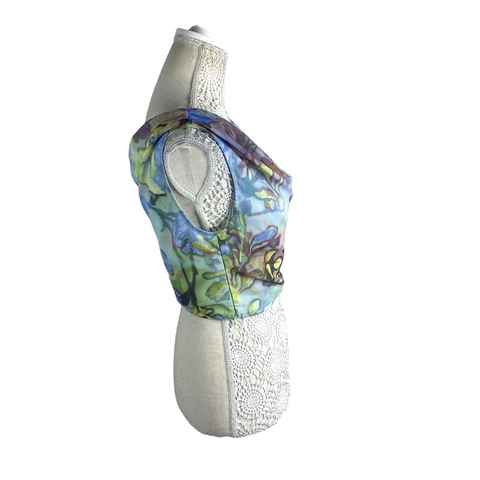 Pretty Little Thing Cowl Neck Crop Top Women’s UK Size 8 Ruffle Shoulders Lined