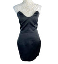 Pretty Little Thing Mini Dress Little Black Satin Strapless Women’s UK Size 8