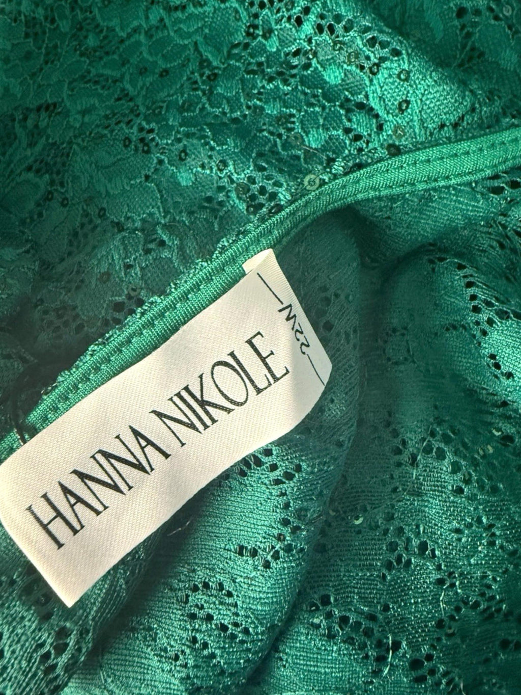 Hanna Nikole Green 2 Piece Blouse Jacket Set Lace Sequin Women’s UK Size 22