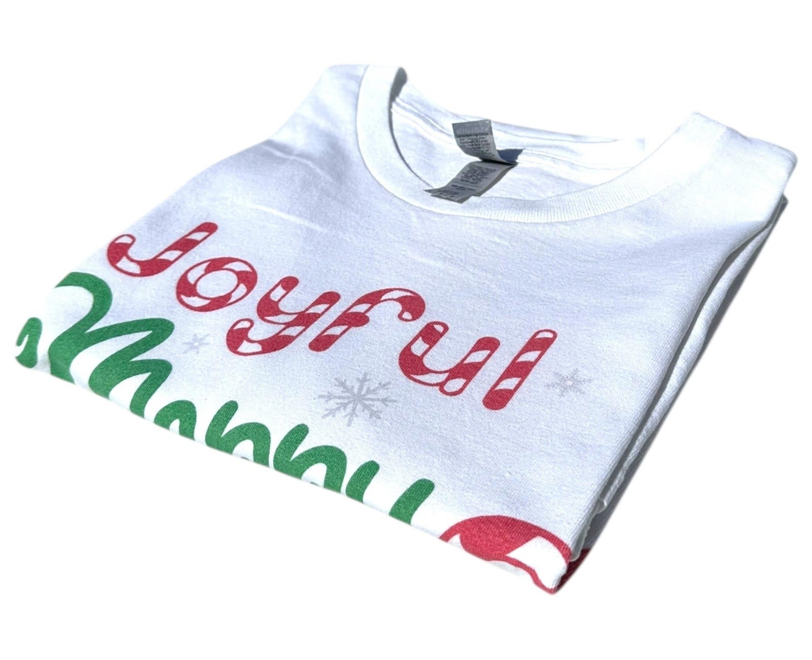 Joyful Merry and Blessed T-Shirt Men's Uk Size L White Short Sleeve 100% Cotton
