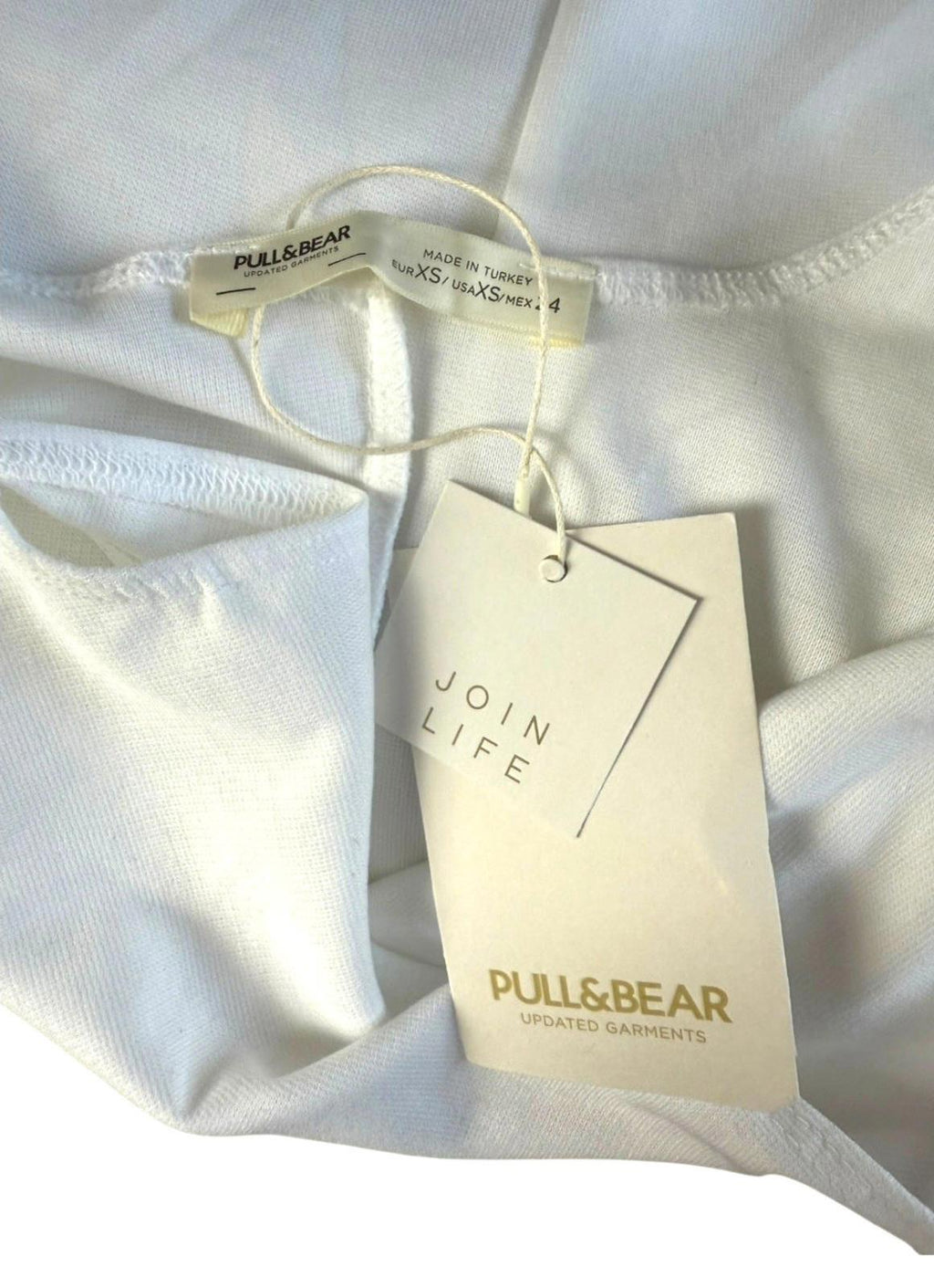 Pull&Bear White Bodycon Dress Midi Stretch Minimal Women’s UK Size XS