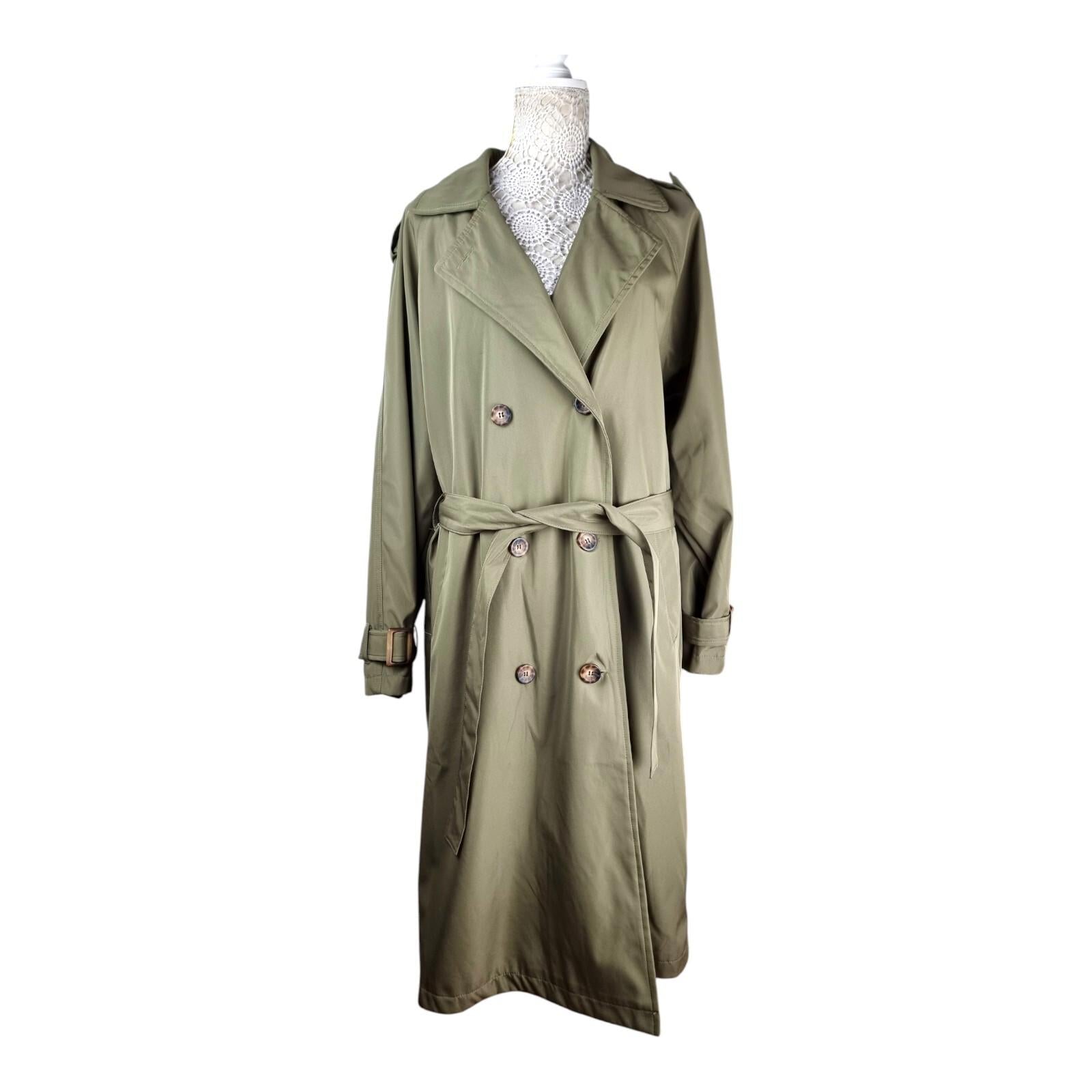 Stoosh Military Green Trench Coat Womens UK Size Large
