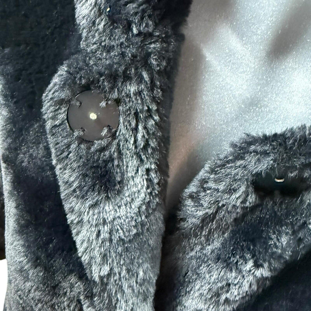 Primark Faux Fur Hooded Coat Jacket Women’s UK Size 2XS Black Snap Button Lined