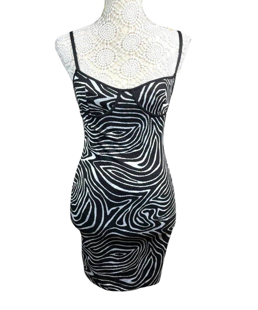 Zara Mini Dress Black & White Animal Print Women’s UK Size S
