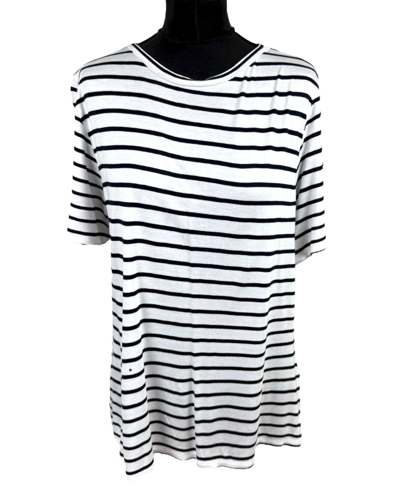 Marks & Spencer White Stripe T-Shirt Top Nautical Women’s UK Size 16