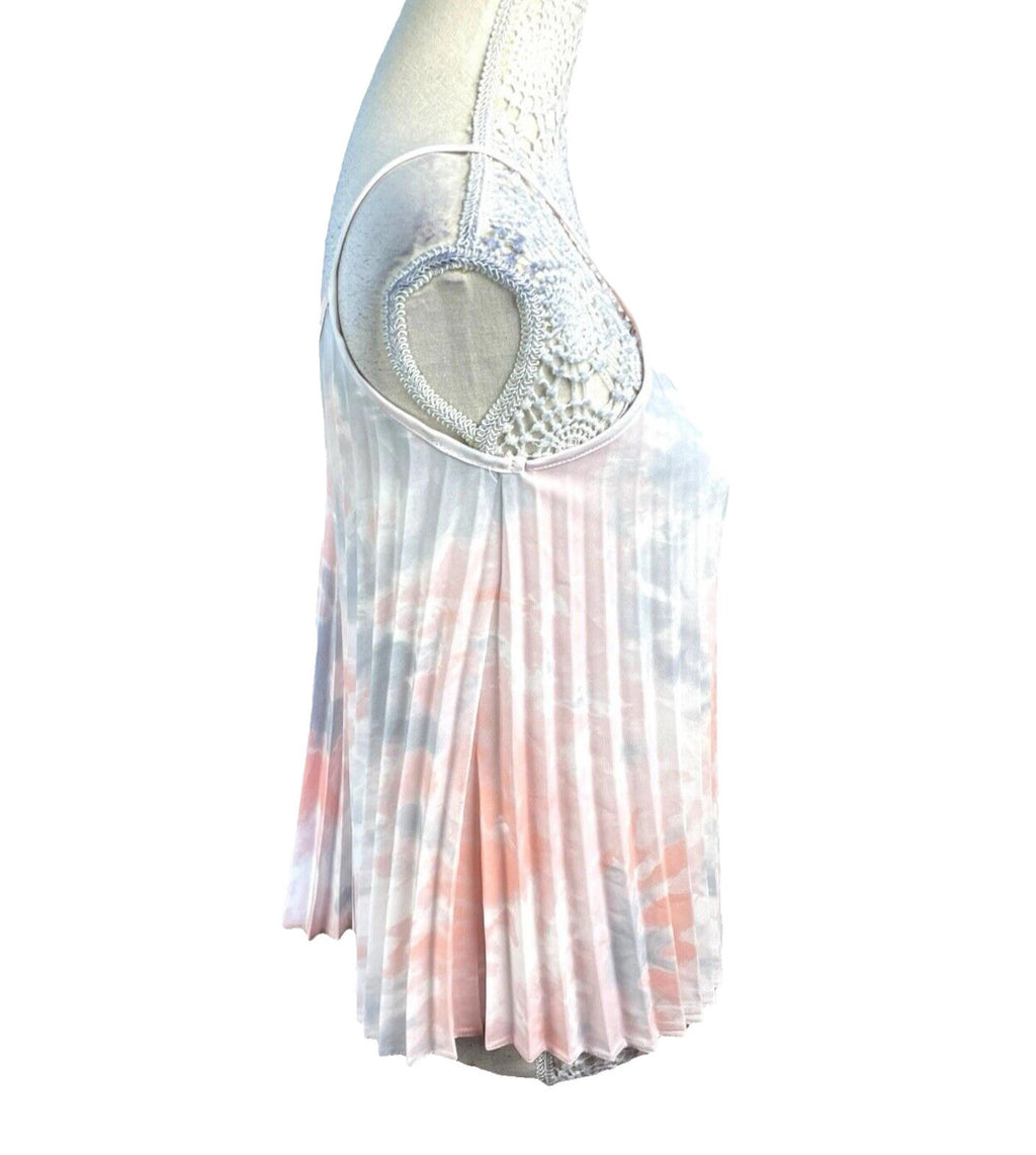 New Look Pleated Tie-Dye Camisole Top Women’s UK Size 12 White Pastel Chiffon