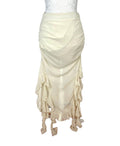 Pretty Little Thing Midaxi Skirt Beige Chiffon Ruffle Detail Women's UK Size 8
