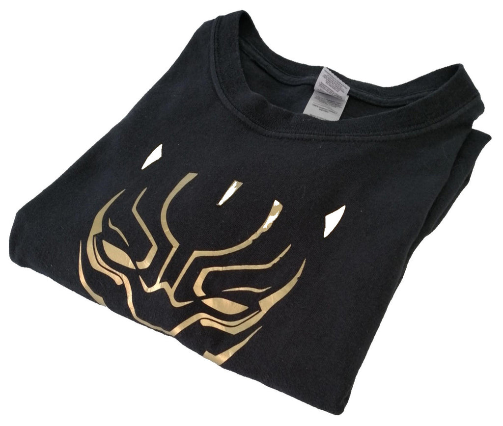 Gold Superhero Graphic Print T-Shirt Men's Size 2XL Black Crew Neck 100% Cotton
